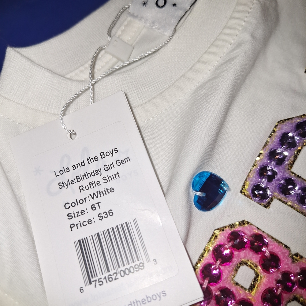 Lola + The Boys Colorful Sequin BDAY GIRL Tee - Picture 3 of 6